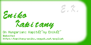 eniko kapitany business card